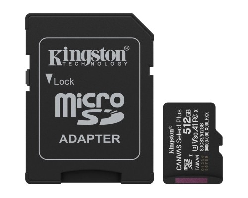 Карта пам'яті Kingston 512GB microSDXC class 10 UHS-I U3 V30 A1 Canvas Select Plus (SDCS3/512GB)