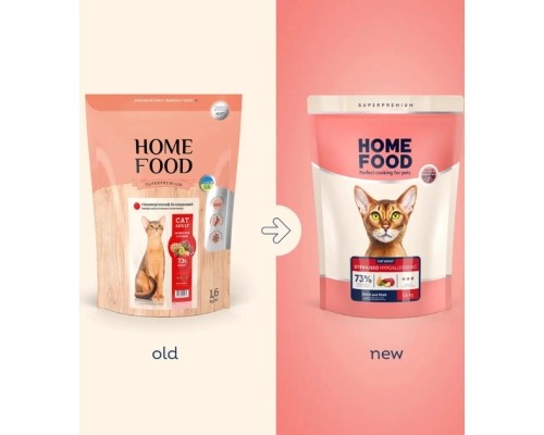 Сухий корм для кішок Home Food Grain-free hypoallergenic Suitable for exotic breeds з качкою та грушею 1.6 кг (4820235020231)