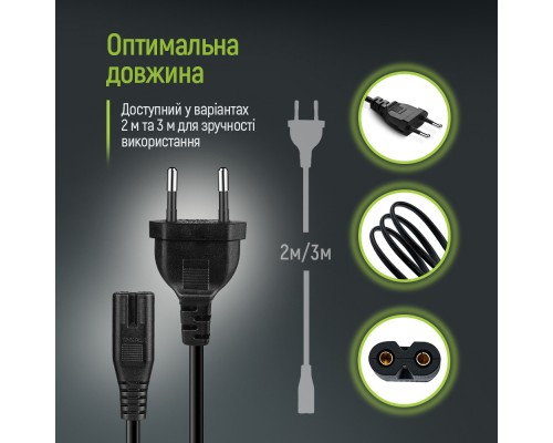 Кабель живлення C7 3m black ColorWay (CW-CBP086-BK)