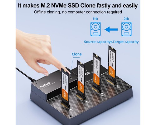 Док-станція для накопичувачів Maiwo 4*NVMe M.2 SSD Key M/B+M to USB4.0 USB-C 40Gbps (K3015P4)