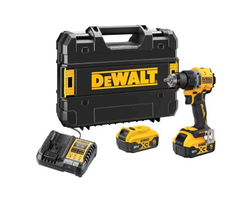 Шуруповерт DeWALT XR Li-Ion 18V, 2x5Ah, 74 Нм, 0-450/0-1650 об/хв, 1.12 кг, TSTAK (DCD794P2T)