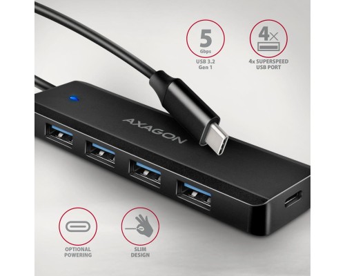 Концентратор AXAGON USB-C to 4xUSB 3.0 black (HUE-C1C)