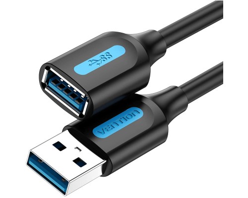 Дата кабель USB 3.0 A Male to A Female Extension Cable 0.5M black PVC Type VENTION (CBHBD)