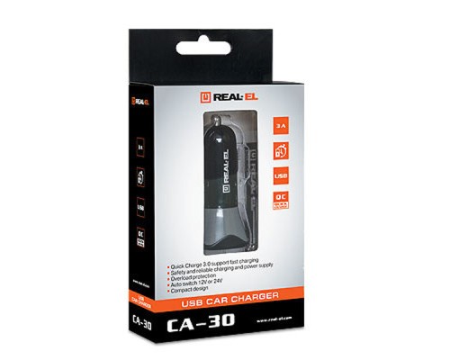 Зарядний пристрій REAL-EL CA-30 black (EL123160011)