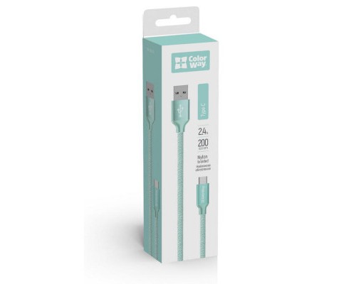 Дата кабель USB 2.0 AM to Type-C 2.0m mint ColorWay (CW-CBUC008-MT)