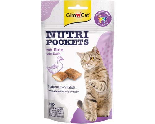 Ласощі для котів GimCat Nutri Pockets Качка + Мультивітамін 60 г (4002064419220/4002064419312)