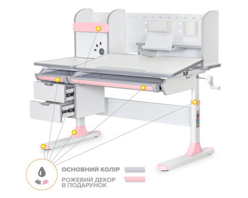 Парта Mealux Hamilton Multicolor Pink (BD-680 W/G MC+PN з полицею)