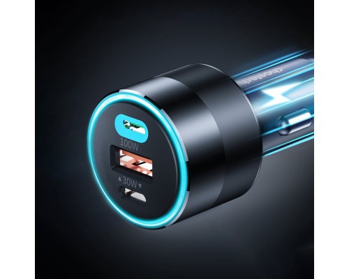 Зарядний пристрій Choetech car 2хUSB-C+USB-A 130W QC3.0/PD/PPS black (TC0011-BK)