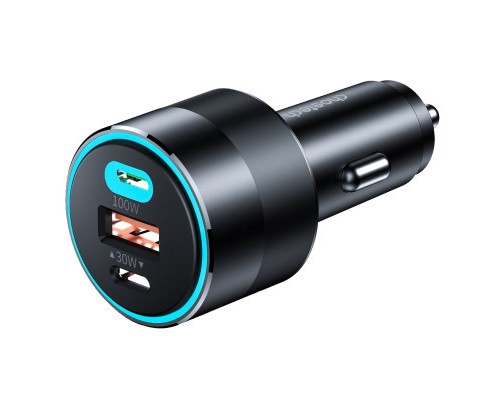 Зарядний пристрій Choetech car 2хUSB-C+USB-A 130W QC3.0/PD/PPS black (TC0011-BK)