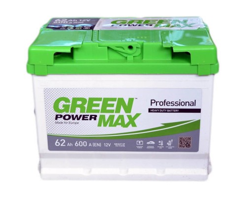 Акумулятор автомобільний GREEN POWER MAX 62Ah (+/-) (600EN) (22380)