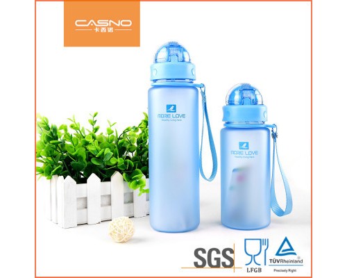 Пляшка для води Casno 400 мл MX-5028 More Love Блакитна з соломинкою (MX-5028_Blue)