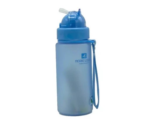 Пляшка для води Casno 400 мл MX-5028 More Love Блакитна з соломинкою (MX-5028_Blue)