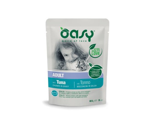 Вологий корм для кішок OASY Adult з тунцем 85 г (8053017345659)
