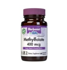 Вітамін Bluebonnet Nutrition Метилфолат (B9) 400мкг, Cellular Active, Methylfolate, 60 вегетаріанських (BLB0456)