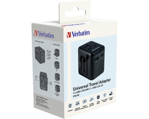 Зарядний пристрій Verbatim UTA-02 PD20W (USB-A /USB-C) (49544)