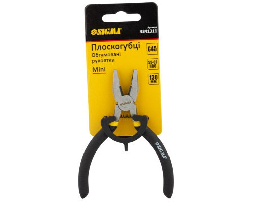 Плоскогубці Sigma 130мм гумові рукоятки Mini (4341311)
