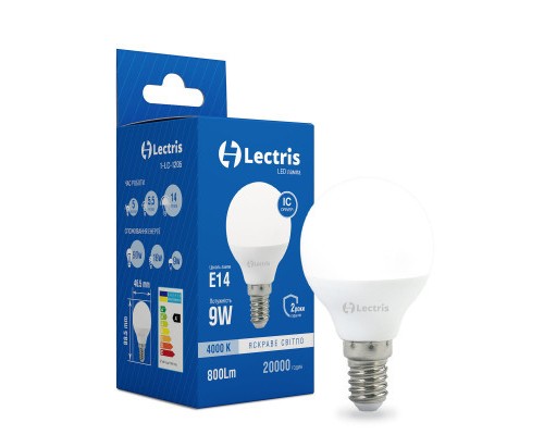 Лампочка Lectris G45 9W 4000K 220V E14 (1-LC-1205)