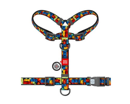 Шлея для собак WAUDOG Nylon з QR-паспортом анатомічна H-подібна 
