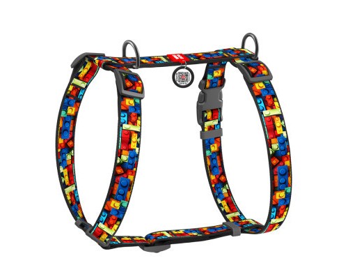 Шлея для собак WAUDOG Nylon з QR-паспортом анатомічна H-подібна 