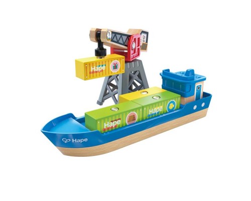 Залізниця Hape Набір для залізниці Корабель із краном (E3792)