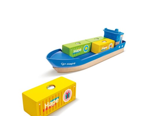 Залізниця Hape Набір для залізниці Корабель із краном (E3792)