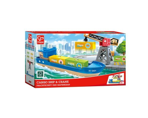 Залізниця Hape Набір для залізниці Корабель із краном (E3792)