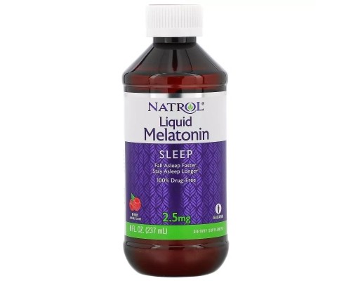 Амінокислота Natrol Мелатонін рідкий, 2,5 мг, смак ягід, Liquid Melatonin, 237 мл (NTL-07405) 