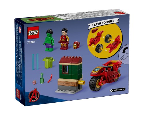 Конструктор LEGO Marvel Залізна людина на мотоциклі й Галк 68 деталей (76287)
