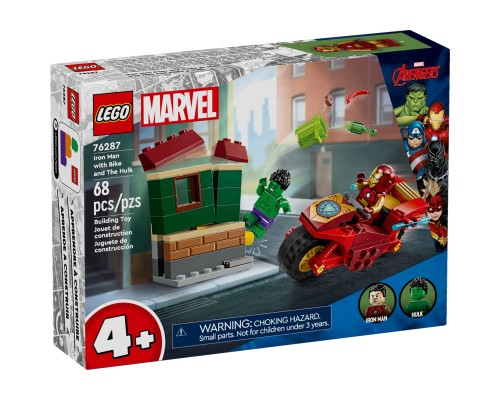 Конструктор LEGO Marvel Залізна людина на мотоциклі й Галк 68 деталей (76287)