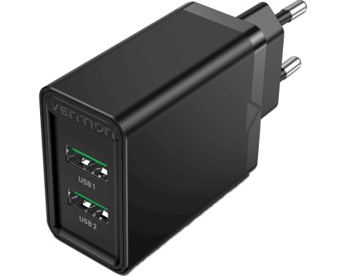 Зарядний пристрій Vention 2xUSB 36W (2xUSB-A) QC3.0 black (FBAB0-EU)