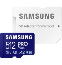Карта пам'яті Samsung 512 GB microSDXC Pro Plus UHS-I U3 V30 A2 Class 10 + SD-adap (MB-MD512SA/EU)