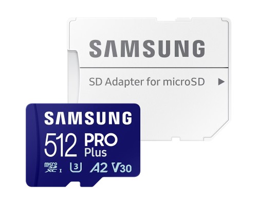 Карта пам'яті Samsung 512 GB microSDXC Pro Plus UHS-I U3 V30 A2 Class 10 + SD-adap (MB-MD512SA/EU) Карта пам'яті Samsung 512 GB microSDXC Pro Plus UHS-I U3 V30 A2 Class 10 + SD-adap (MB-MD512SA/EU)