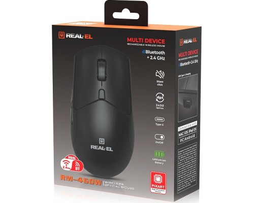 Мишка REAL-EL RM-460W Wireless/Bluetooth Black (EL123200048)