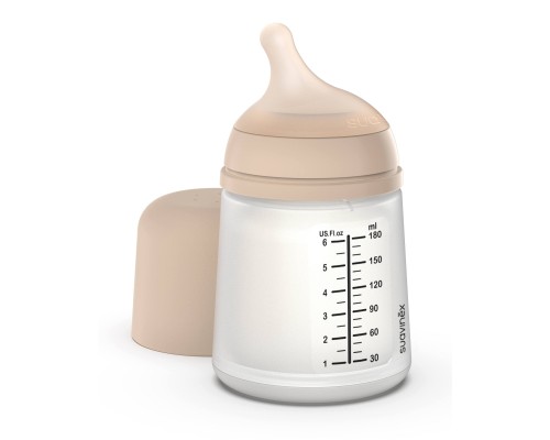 Пляшечка для годування Suavinex Zero. Zero Beige 180 мл, повільний потік (308413)