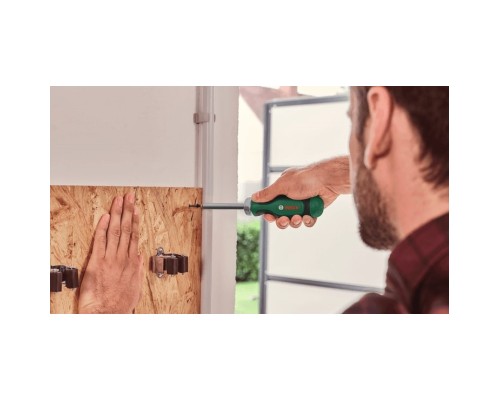 Викрутка Bosch з тріскачкою, 12 насадок, руків''я PC+ABS+TPR , 207мм, сталь CrV (1.600.A03.2V0)
