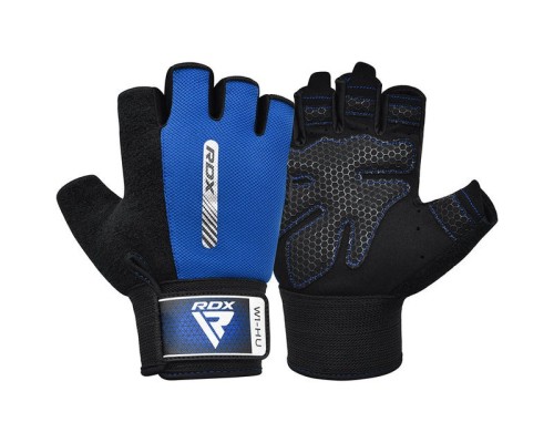 Рукавички для фітнесу RDX W1 Half Blue Plus S (WGA-W1HU-S+)
