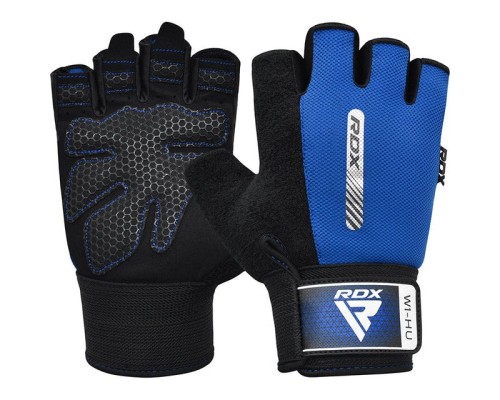 Рукавички для фітнесу RDX W1 Half Blue Plus S (WGA-W1HU-S+)