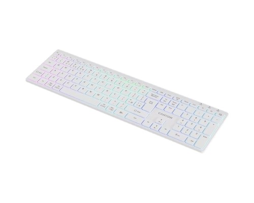 Клавіатура Canyon HKB-W11 Slim Dual Mode Wireless/Bluetooth RGB UA White (CNS-HBTK11W)