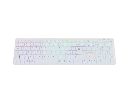 Клавіатура Canyon HKB-W11 Slim Dual Mode Wireless/Bluetooth RGB UA White (CNS-HBTK11W)