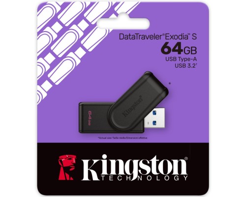 USB флеш накопичувач Kingston 64GB DataTraveler Exodia S Black USB 3.2 (DTXS/64GB)
