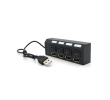 Концентратор Voltronic USB 2.0 to 4xUSB with switches black (YT-HWS4HS-B)