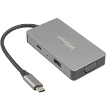 Концентратор HiSmart USB-C to 2xHDMI + VGA + USB 2.0 + USB-C PD60W (CA913879)
