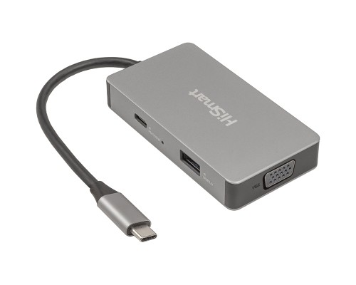 Концентратор HiSmart USB-C to 2xHDMI + VGA + USB 2.0 + USB-C PD60W (CA913879)