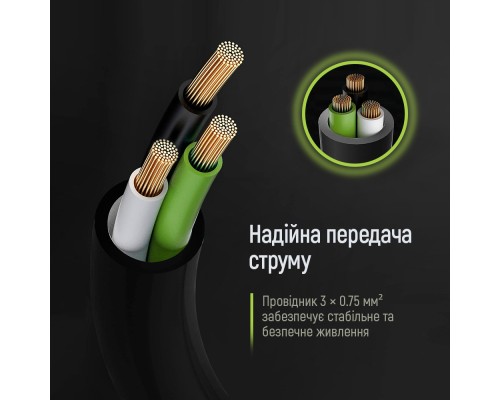 Кабель живлення C13 1.8m black ColorWay (CW-CBP082-BK)