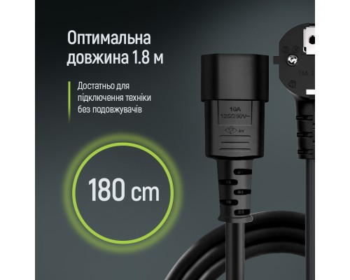 Кабель живлення C13 1.8m black ColorWay (CW-CBP082-BK)