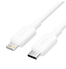 Дата кабель USB 2.0 Type-C Male to Lightning Male 3A Cable 1M White PVC Type VENTION (LAKWF)