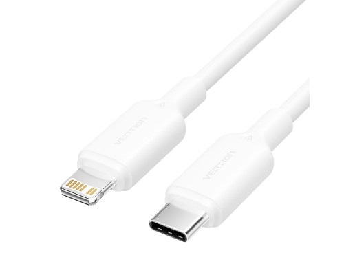 Дата кабель USB 2.0 Type-C Male to Lightning Male 3A Cable 1M White PVC Type VENTION (LAKWF)