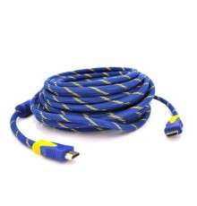 Кабель мультимедійний HDMI to HDMI 20.0m v1.4, OD-8.0mm Blue/Gold Merlion (YT-HDMI(M)/(M)NY/BL-20m)