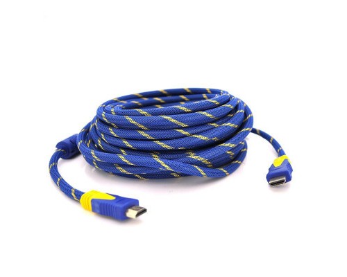 Кабель мультимедійний HDMI to HDMI 20.0m v1.4, OD-8.0mm Blue/Gold Merlion (YT-HDMI(M)/(M)NY/BL-20m) 