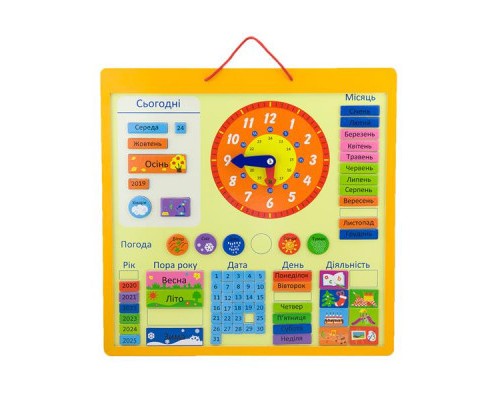 Ігровий набір Viga Toys Магнітний календар з годинником, на українській мові (50377U)